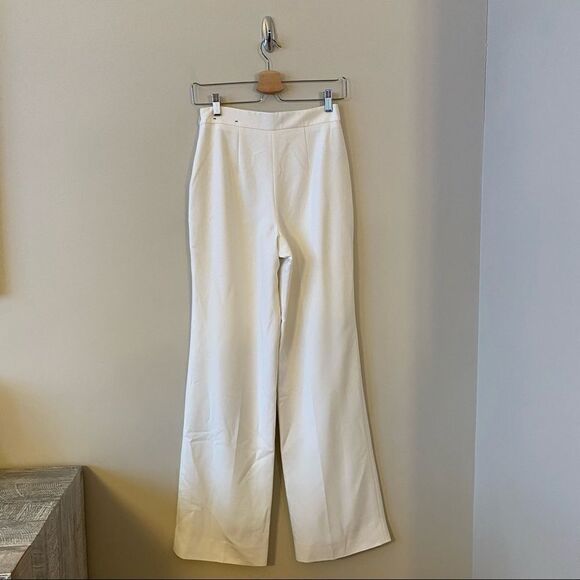 Nwt-le Château High Rise Wide Leg Ivory Trousers (Size:0) - Picture 2 of 11